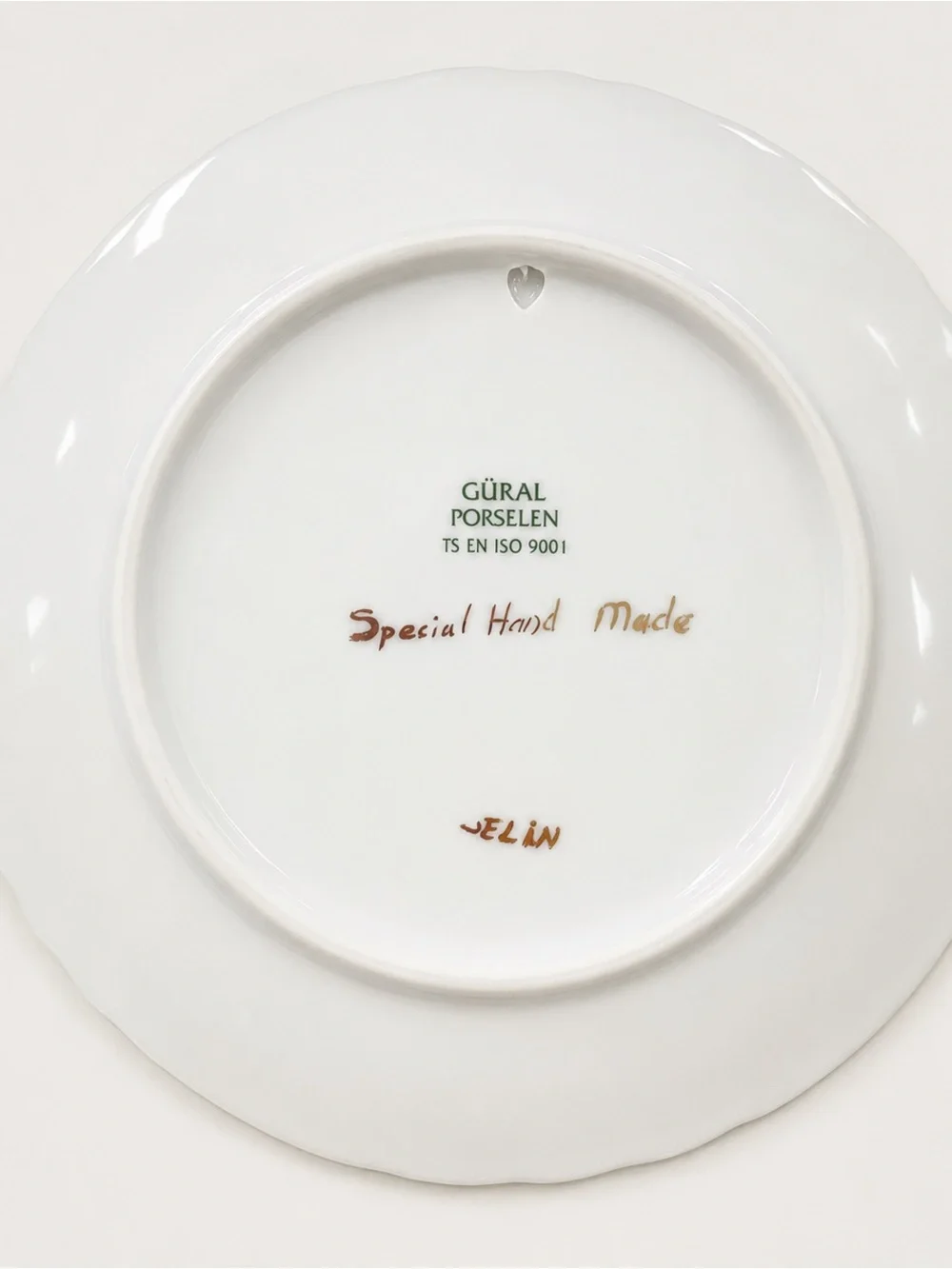 Decorative Floral Scroll Porcelain Plate - White with Multicolor Accents